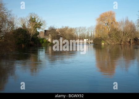 Buscot Weir und schwimmen auf der Themse, Oxfordshire, Vereinigtes Königreich Stockfoto
