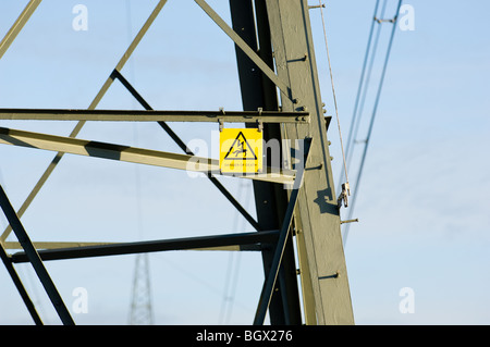 Strom, Gefahr des elektrischen Schlags Warnhinweis. Stockfoto