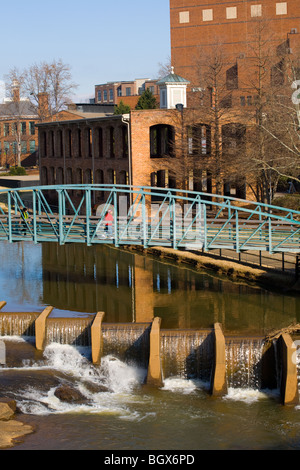 Falls Park am Fluss Reedy, Innenstadt von Greenville, South Carolina Stockfoto