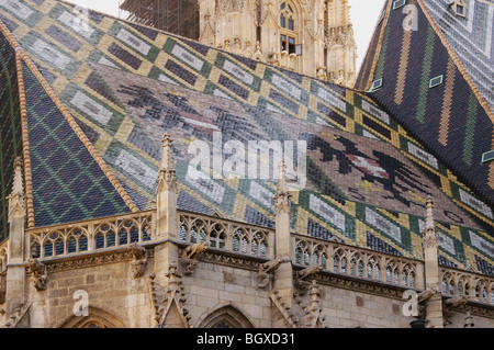 Dach-Detail und Wappen auf St Stephen Kathedrale Stockfoto