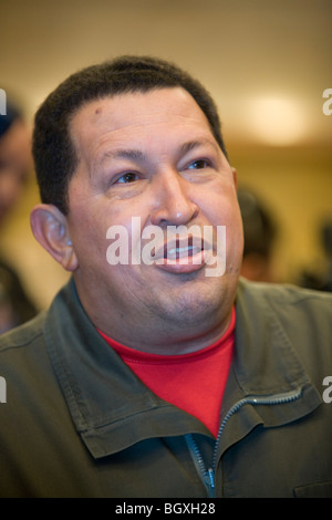 Präsident von Venezuela Hugo Rafael Chávez Frias, anlässlich einer Pressekonferenz während der Besuch in Japan, 2009 Stockfoto