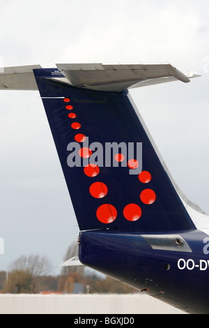 Brussels Airlines-Logo am Heck eine AVRO-Passagierflugzeug Stockfoto