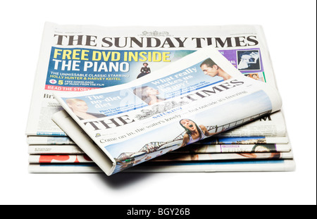 Britischen Zeitungen wie The Times und The Sunday Times Stockfoto