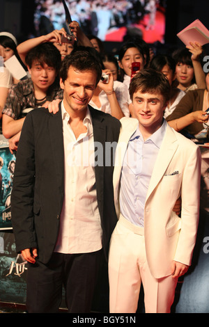 Schauspieler Daniel Radcliffe und Produzent David Heyman, Premiere des 5. Harry Potter Film "Harry Potter und der Orden des Phoenix". Stockfoto