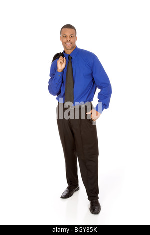 Afrikanische amerikanische Geschäftsmann auf weißem Hintergrund stehen Stockfoto