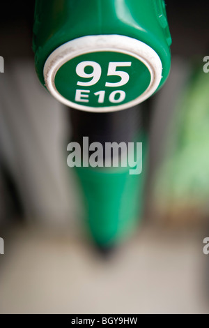 Bleifreies '95 E10"ist 95 Oktan Benzin mit 10 % Ethanol Stockfoto