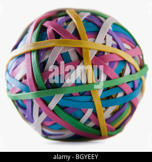 Ball der bunten rubberbands Stockfoto