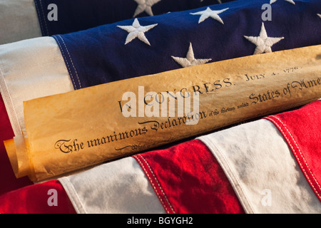 Unabhängigkeitserklärung der Spitze der amerikanischen Flagge Stockfoto