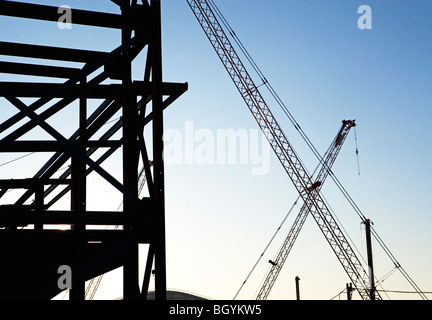 Krane auf Baustelle Stockfoto