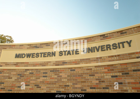 Wichita Falls, TX, Texas Midwestern State University, Eingangsschild Stockfoto