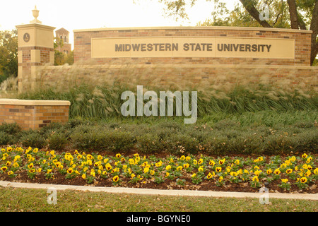 Wichita Falls, TX, Texas Midwestern State University, Eingangsschild Stockfoto