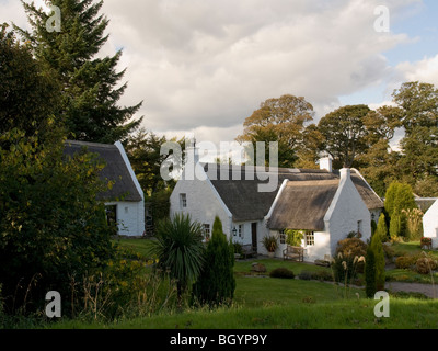 Strohgedeckten Hütten Swanston Village ein kleines Dorf in einer Falte am Hang der Pentland Hills in der Nähe von EDINBURGH Schottland Stockfoto