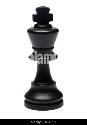 Schwarzer König Schachfigur, Staunton Buchsbaum, Studio auf weißem Hintergrund Stockfoto