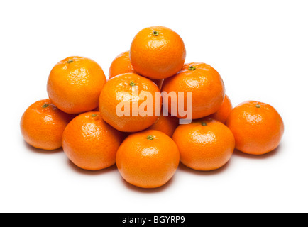 Clementinen Gruppe auf weiß Stockfoto