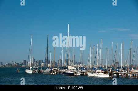 Die Stadt Melbourne Australien aus Williamstown. Stockfoto