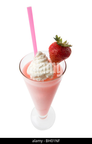 Strawberry Daiquiri mit Garnierung auf weißem Hintergrund Stockfoto