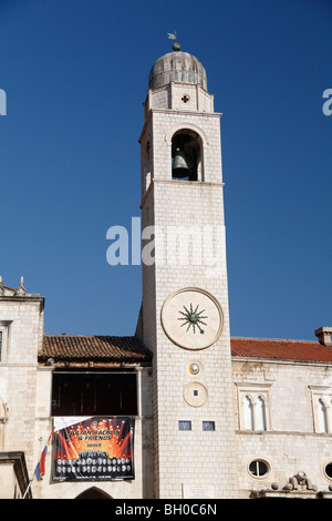 Clocktower auf Placa Stradun Haupt Straße Altstadt Dubrovnik Kroatien Stockfoto