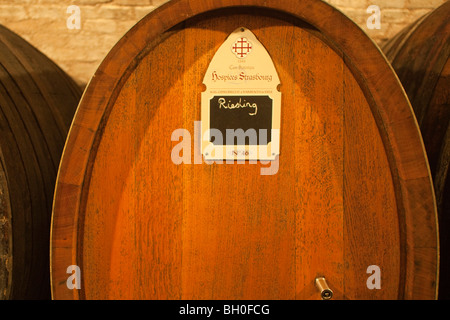 Holzfass, Fässer Wein in Hospices de Straßburg Elsass Frankreich horizontale 099919 Strasbourg Stockfoto
