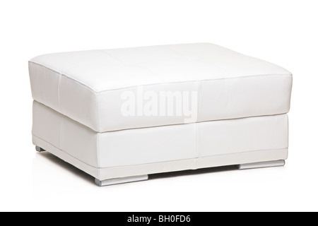 Leder Hocker isoliert auf weißem Hintergrund Stockfoto