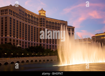 Fountain show im Bellagio Hotel and Casino, Las Vegas, Nevada. Stockfoto