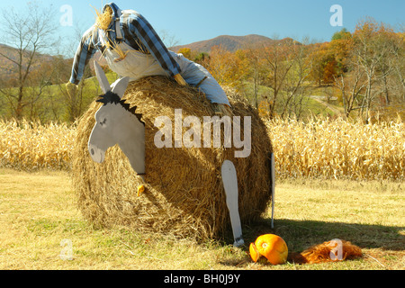 North Georgia, GA, Heu-Ballen Herbst Dekoration, kopflose Reiter, Herbst Stockfoto