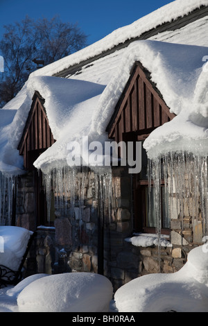 Schottisches Winterwetter im Januar – starker Schneefall unter kalten Gefrierbedingungen in den schottischen Highlands, Braemar, Aberdeenshire, Schottland, Großbritannien Stockfoto