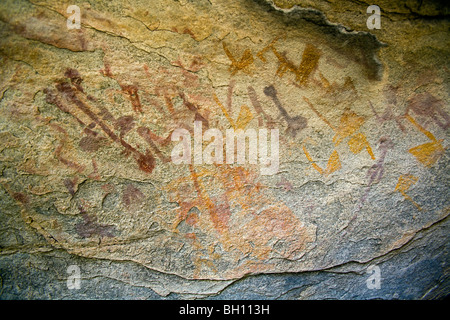 Prähistorische Höhlenmalereien im Latmos Gebirge, Bafa See Nationalpark Türkei Stockfoto
