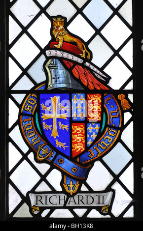 Richard II Wappen gebeizt Glas, St. Maria Kirche, Charlton in Otmoor, Oxfordshire, England, UK Stockfoto