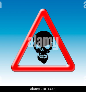 Warnung Scull! Grafische Darstellung mit Warnung Straßenschild mit einer Silhouette eines Schädels Stockfoto
