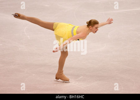 Rachael Flatt (USA) im Wettbewerb mit den Damen kurz bei der Eiskunstlauf-Weltmeisterschaft 2009 Stockfoto