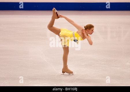 Rachael Flatt (USA) im Wettbewerb mit den Damen kurz bei der Eiskunstlauf-Weltmeisterschaft 2009 Stockfoto