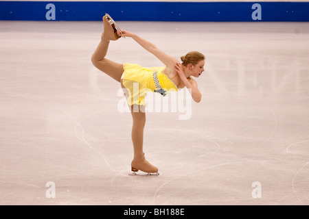 Rachael Flatt (USA) im Wettbewerb mit den Damen kurz bei der Eiskunstlauf-Weltmeisterschaft 2009 Stockfoto