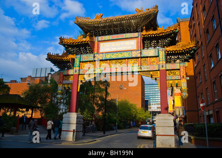 Chinesischen Bogen Chinatown Manchester England UK Mitteleuropa Stockfoto