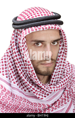 Arabische Person isoliert auf weißem Hintergrund Stockfoto