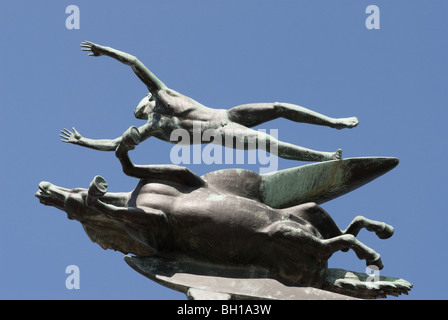 Mann und Pegasus-Skulptur von Carl Milles in Millesarden Stockfoto