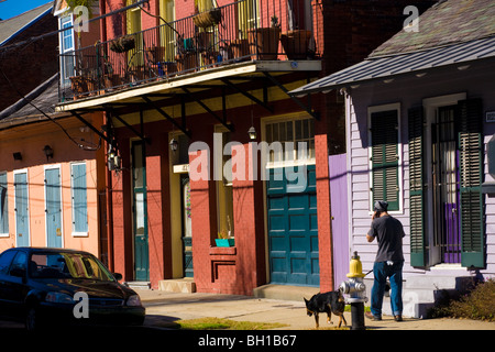 Bunte Häuser im Fauborg Marigny District von New Orleans Stockfoto
