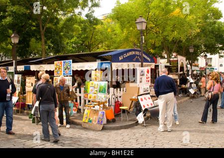 Montmartre Straße Maler in der Place du Tertre-Paris Frankreich Stockfoto