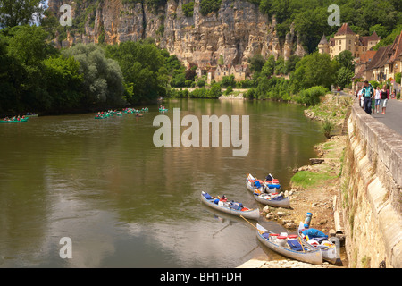 La Roque-Gagéac entlang der Dordogne Fluss, The Way of St. James, Wege nach Santiago, Chemins de Saint-Jacques, Via Lemovicensis, D Stockfoto