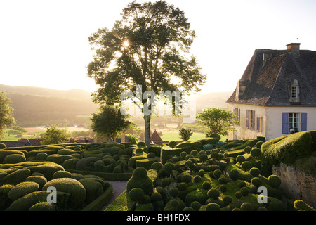 Les Jardins de Marqueyssac bei Sonnenuntergang, in der Nähe von Beynac, Wy Jakobsweg, Jakobsweg, Chemins de Saint-Jacques, über Lemovice Stockfoto