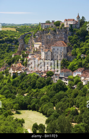 Ansicht von Rocamadour, The Way of St. James, Wege nach Santiago, Chemins de Saint-Jacques, Via Podiensis, Abt. viel Région Midi-Pyr Stockfoto