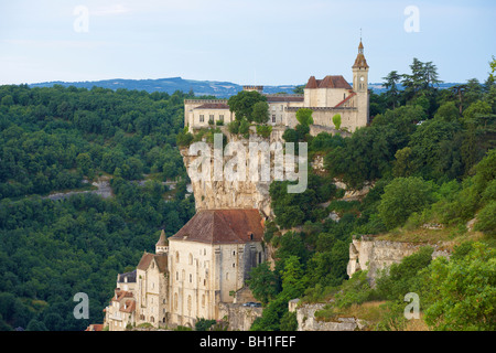 Ansicht von Rocamadour, The Way of St. James, Wege nach Santiago, Chemins de Saint-Jacques, Via Podiensis, Abt. viel Région Midi-Pyr Stockfoto