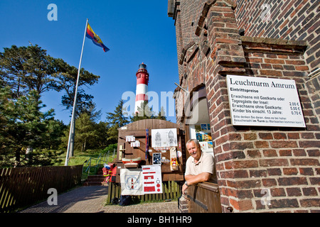 Leuchtturm Torwart, Nebel, Amrum Insel, Nordfriesischen Inseln, Schleswig-Holstein, Deutschland Stockfoto