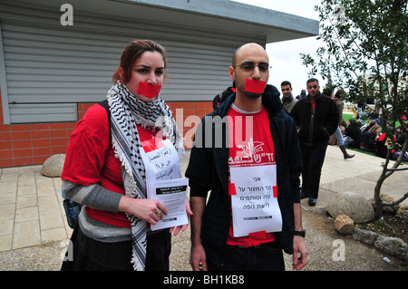 Israel, Haifa Universität, Studenten in einem Anti Beruf Demonstration 30. Dezember 2009 Stockfoto