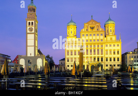 Rathaus und Turm Perlach, Augsburg, Bayern, Deutschland Stockfoto
