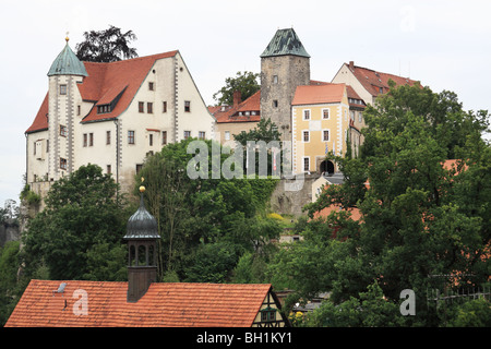 Hohnstein-Burg und Stadt im Nationalpark Sächsische Schweiz, Deutschland. Stockfoto