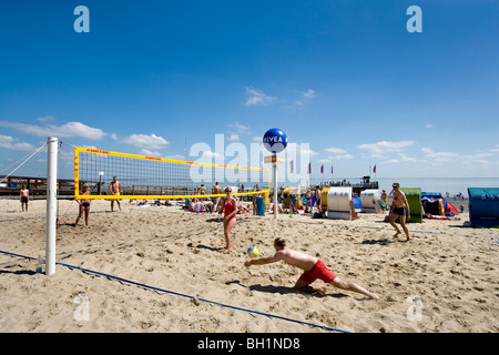 Beach-Volleyball, Wyk auf Föhr, Föhr Insel, Nordfriesischen Inseln, Schleswig-Holstein, Deutschland Stockfoto