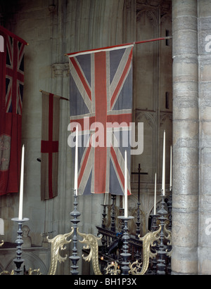 Westminster Abbey: Union Jack-Flagge, die den Sarg des unbekannten Kriegers auf dem Weg zur Abtei für die Beerdigung im Jahr 1920 abgedeckt Stockfoto