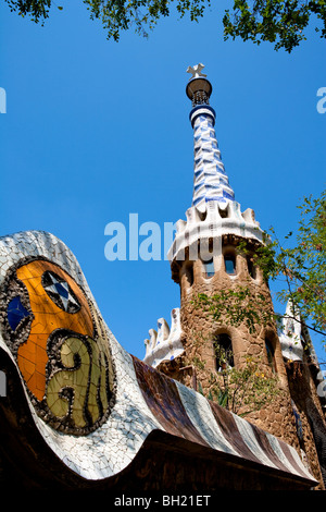 Barcelona - Spanisch-Art-Nouveau-Bewegung - Modernisme - Gaudi - Park Güell von Gaudi - Pavillons Stockfoto