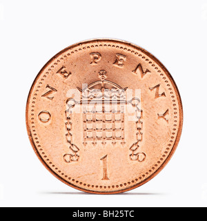 Britische One Penny Münze wieder anzeigen Stockfoto