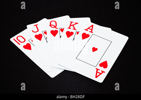 Die Karten zeigen einen Royal Flush poker Hand Stockfoto